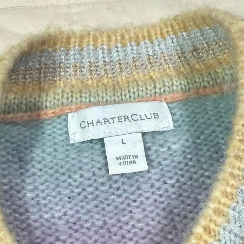 Charter Club Pastel Rainbow Ombre Sweater – Size L